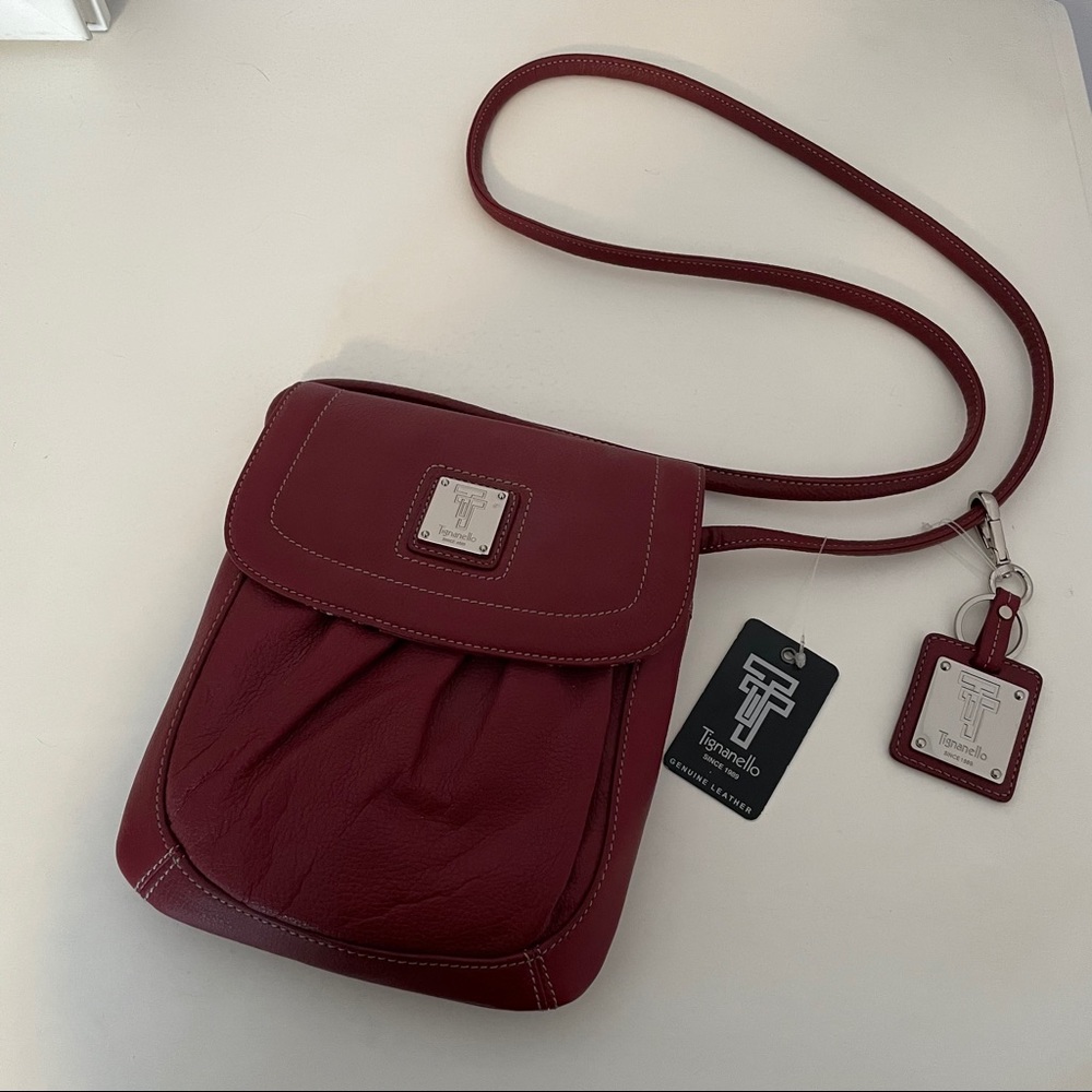 NWT Tignanello Leather Crossbody Maroon/Cranberry